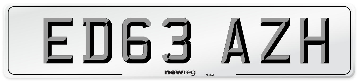 ED63 AZH Number Plate from New Reg